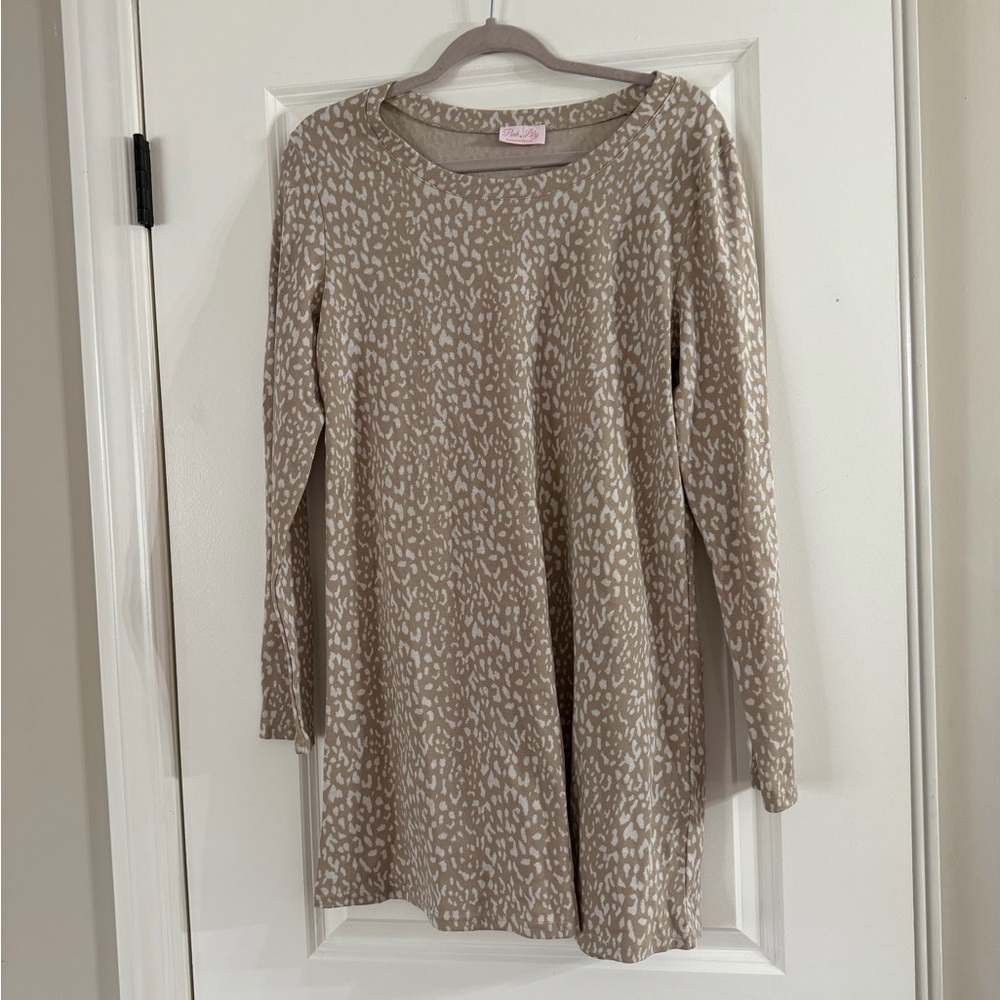 Pink Lily Beige and White Patterned dress